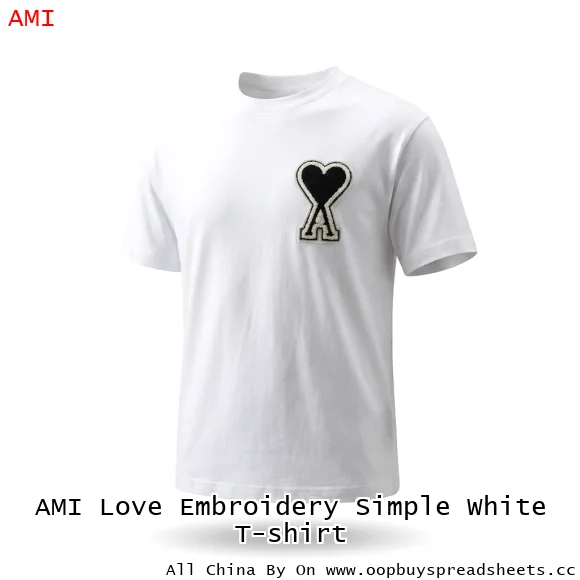 AMI Love Embroidery Simple White T-shirt