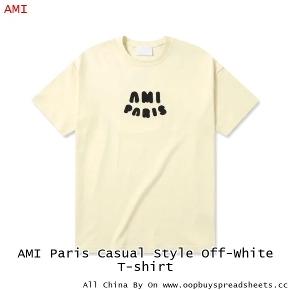 AMI Paris Casual Style Off-White T-shirt