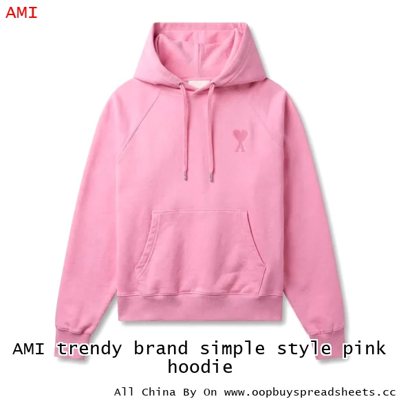 AMI trendy brand simple style pink hoodie