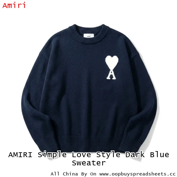 AMIRI Simple Love Style Dark Blue Sweater