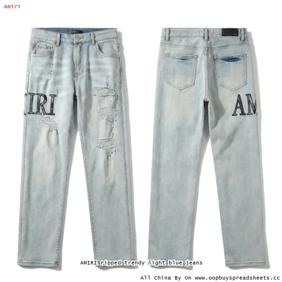 AMIRI ripped trendy light blue jeans
