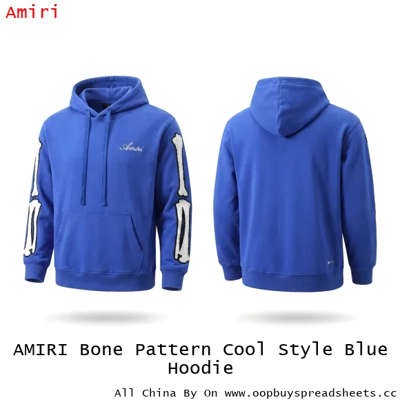 AMIRI Bone Pattern Cool Style Blue Hoodie