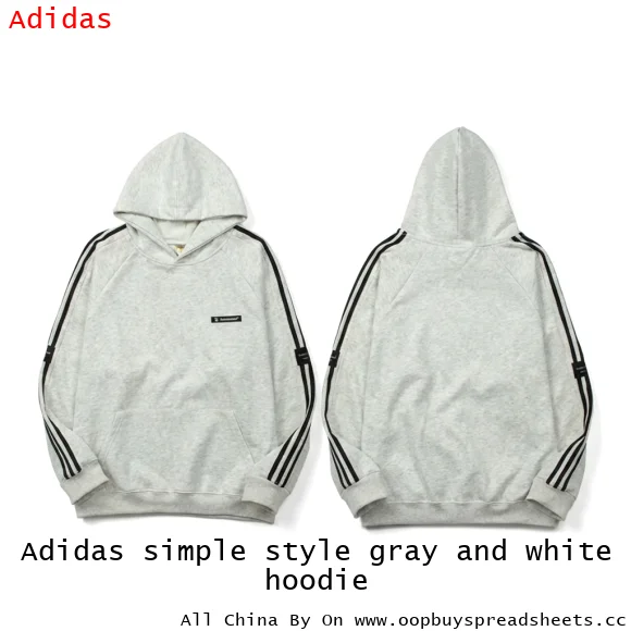 Adidas simple style gray and white hoodie