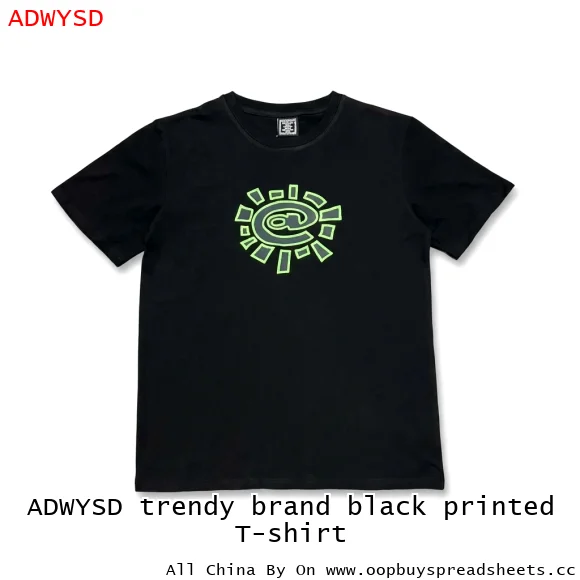 ADWYSD trendy brand black printed T-shirt