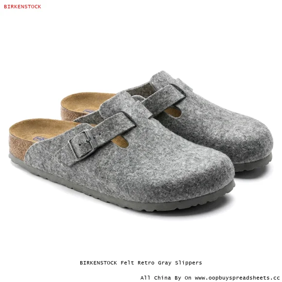BIRKENSTOCK Felt Retro Gray Slippers