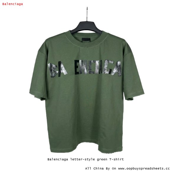 Balenciaga letter-style green T-shirt