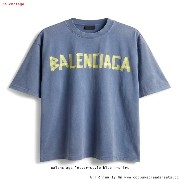Balenciaga letter-style blue T-shirt