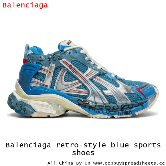 Balenciaga retro-style blue sports shoes