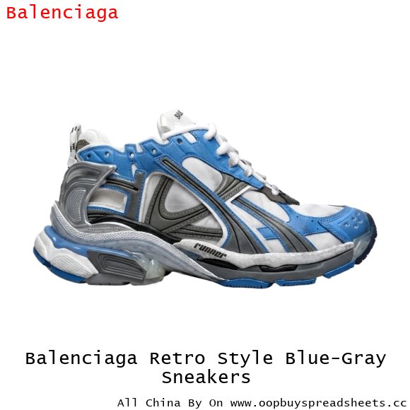 Balenciaga Retro Style Blue-Gray Sneakers