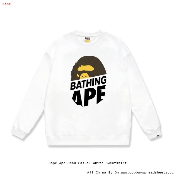 Bape Ape Head Casual White Sweatshirt