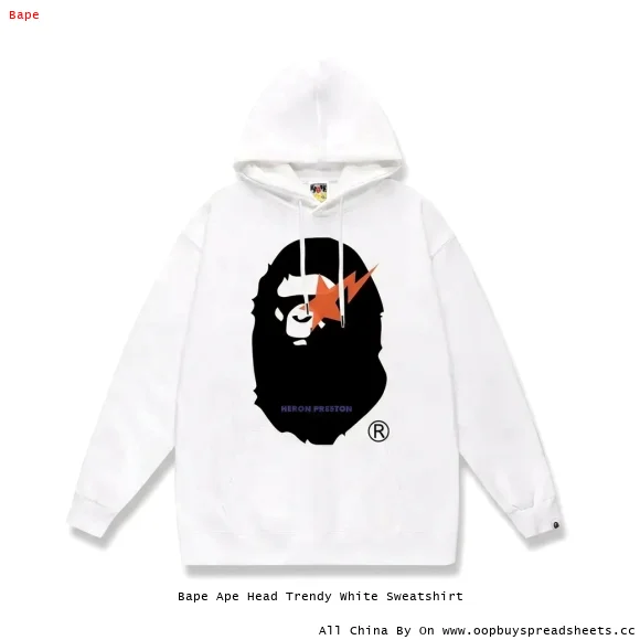 Bape Ape Head Trendy White Sweatshirt