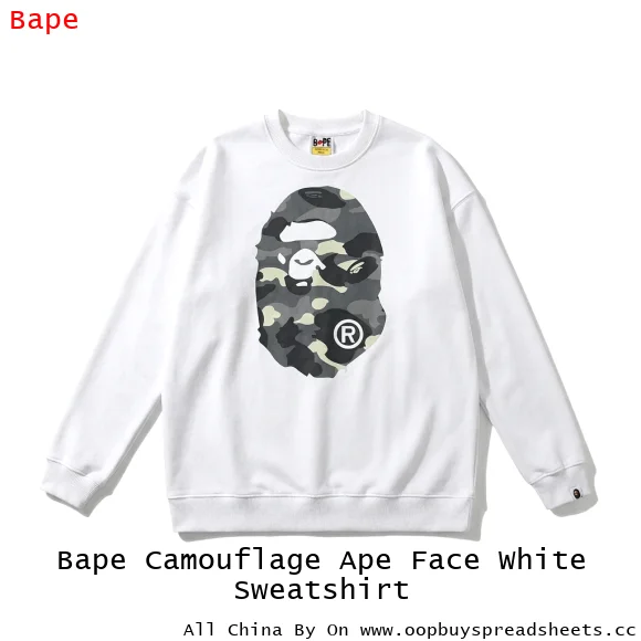 Bape Camouflage Ape Face White Sweatshirt