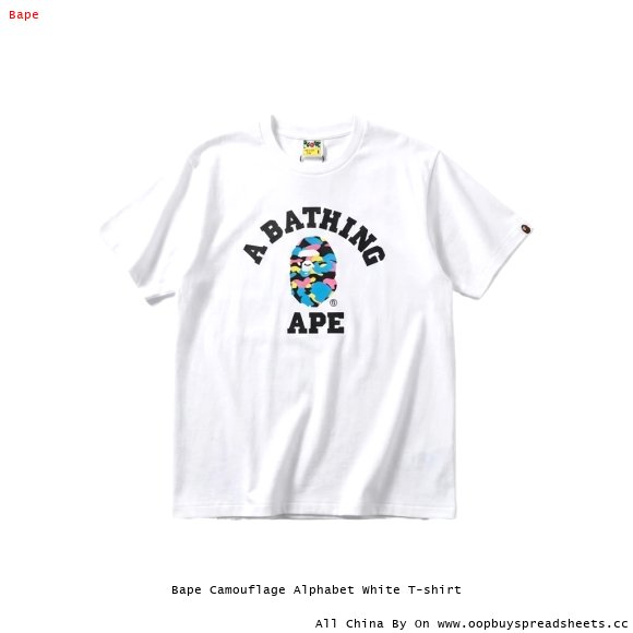 Bape Camouflage Alphabet White T-shirt