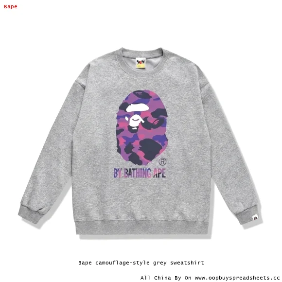 Bape camouflage-style grey sweatshirt