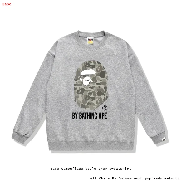 Bape camouflage-style grey sweatshirt