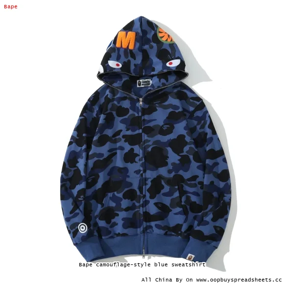 Bape camouflage-style blue sweatshirt