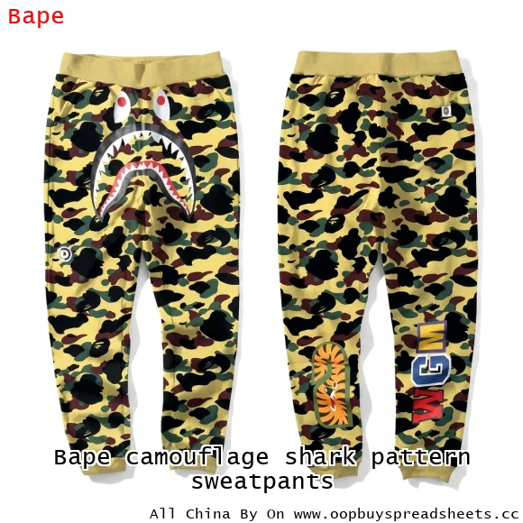 Bape camouflage shark pattern sweatpants
