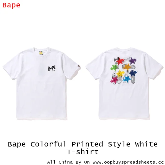 Bape Colorful Printed Style White T-shirt