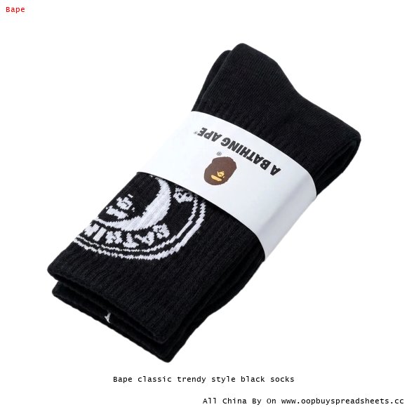 Bape classic trendy style black socks