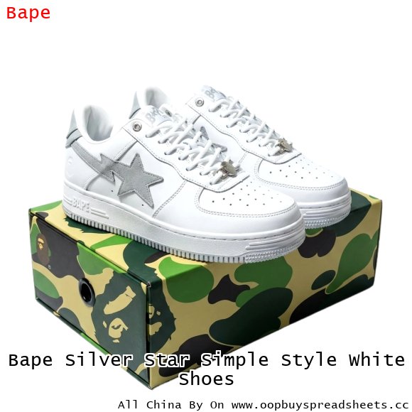Bape Silver Star Simple Style White Shoes