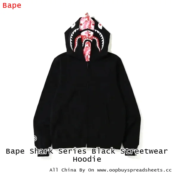 Bape Shark Series Black Streetwear Hoodie