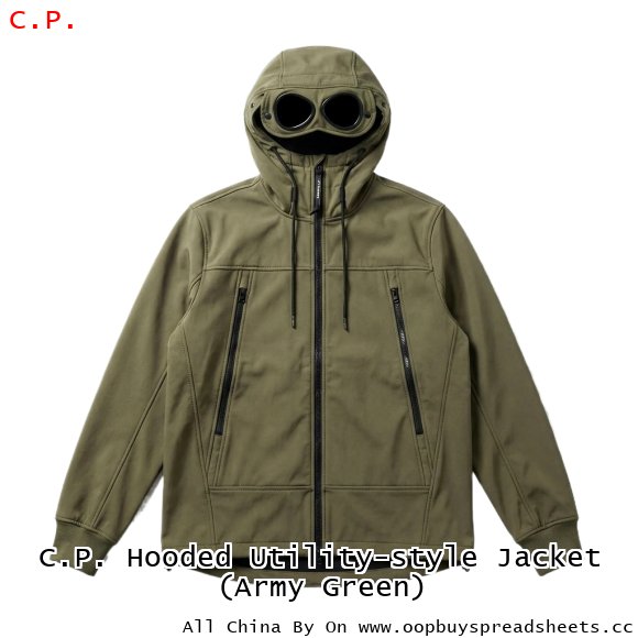 C.P. Hooded Utility-style Jacket (Army Green)