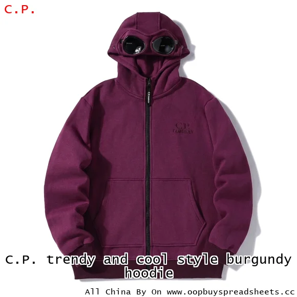 C.P. trendy and cool style burgundy hoodie