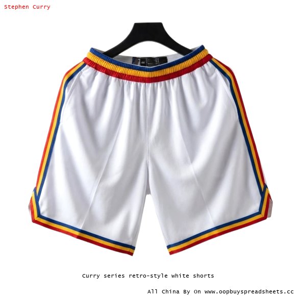 Curry series retro-style white shorts