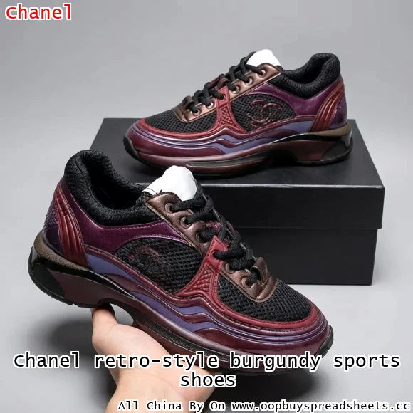 Chanel retro-style burgundy sports shoes