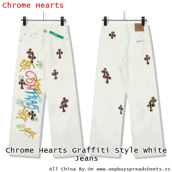 Chrome Hearts Graffiti Style White Jeans