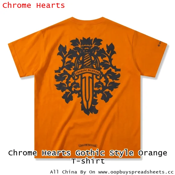 Chrome Hearts Gothic Style Orange T-shirt