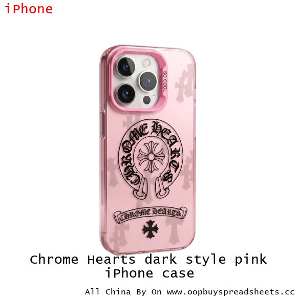 Chrome Hearts dark style pink iPhone case