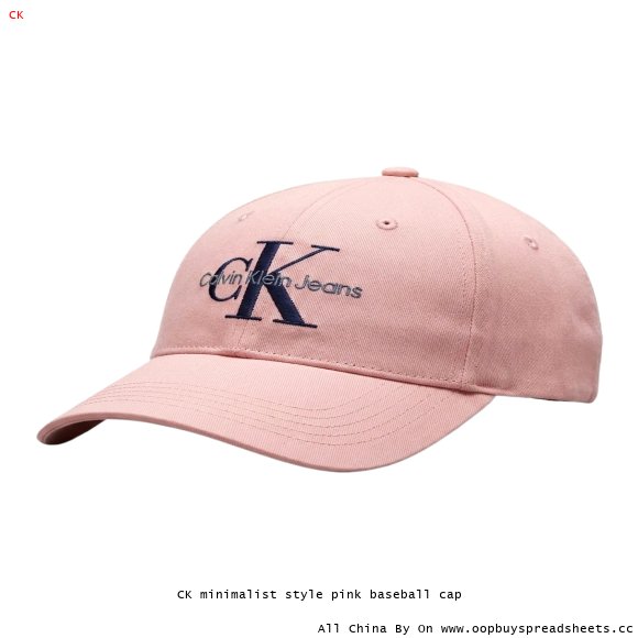 CK minimalist style pink baseball cap
