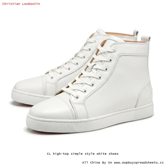 CL high-top simple style white shoes