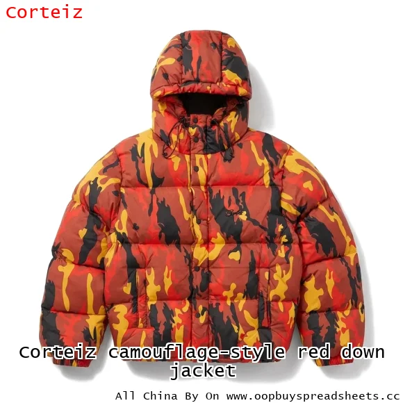 Corteiz camouflage-style red down jacket