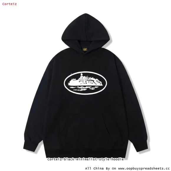 Corteiz black minimalist style hoodie