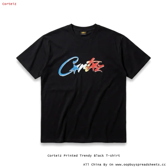 Corteiz Printed Trendy Black T-shirt
