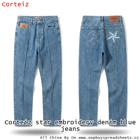 Corteiz star embroidery denim blue jeans