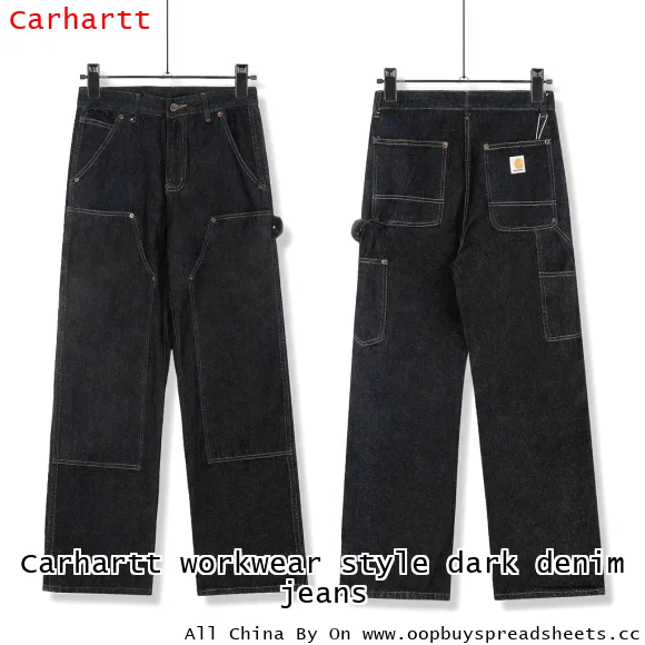 Carhartt workwear style dark denim jeans