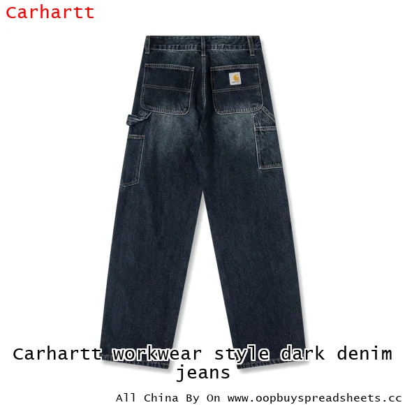 Carhartt workwear style dark denim jeans