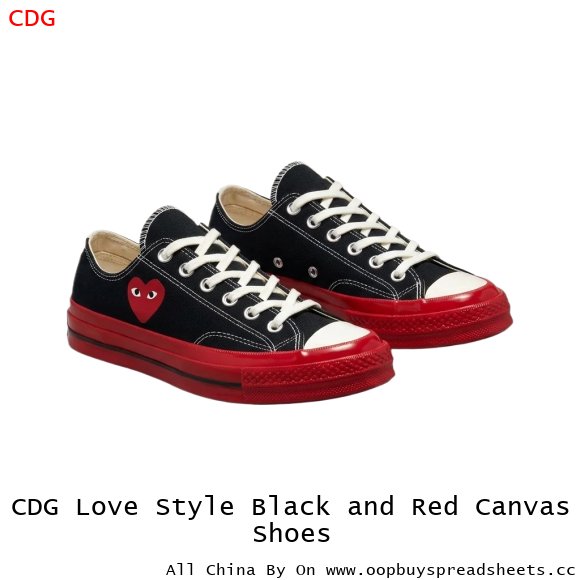 CDG Love Style Black and Red Canvas Shoes