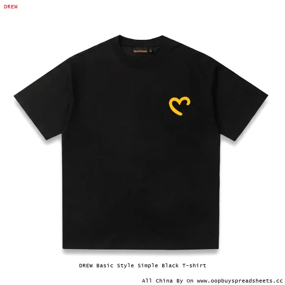 DREW Basic Style Simple Black T-shirt