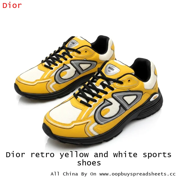 Dior retro yellow and white sports shoes