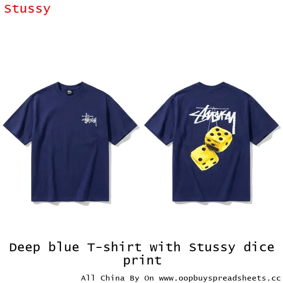 Deep blue T-shirt with Stussy dice print