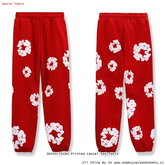 DENIM TEARS Printed Casual Red Pants