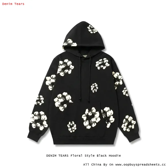 DENIM TEARS Floral Style Black Hoodie