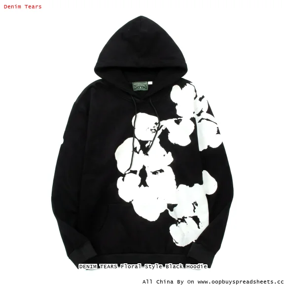 DENIM TEARS Floral Style Black Hoodie