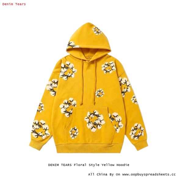 DENIM TEARS Floral Style Yellow Hoodie