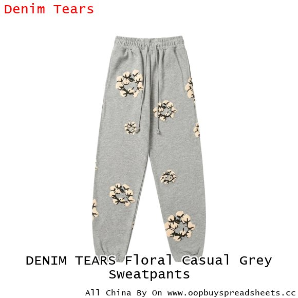 DENIM TEARS Floral Casual Grey Sweatpants