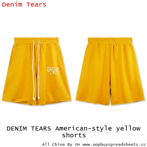 DENIM TEARS American-style yellow shorts